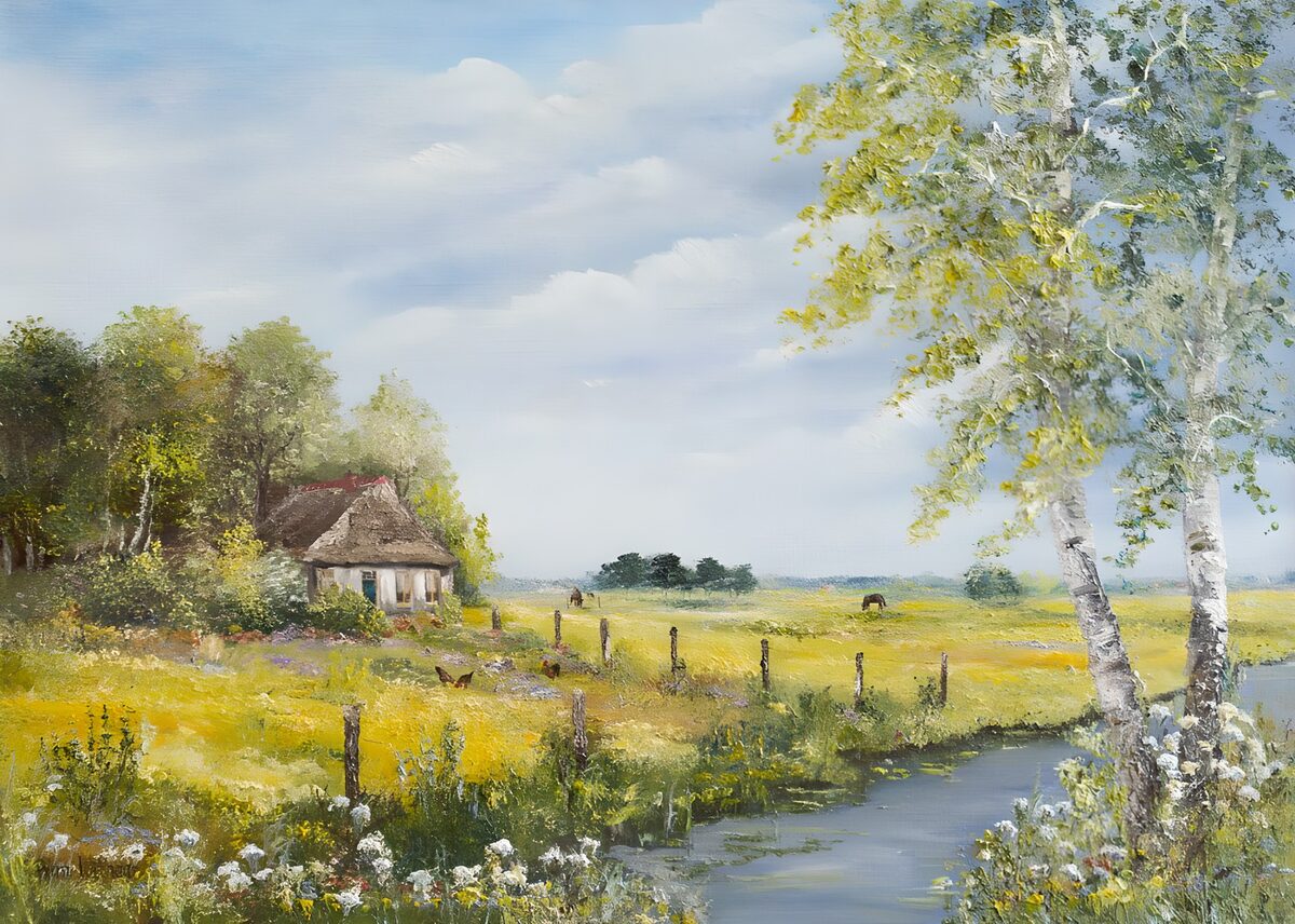 Malerische Landschaft mit einem Haus